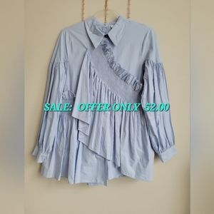 Madonna & Co. Ruffle , asymmetrical shirt size medium